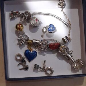 HUGE BUNDLE of Silver Tone Charms & Designer Inspired Bracelet